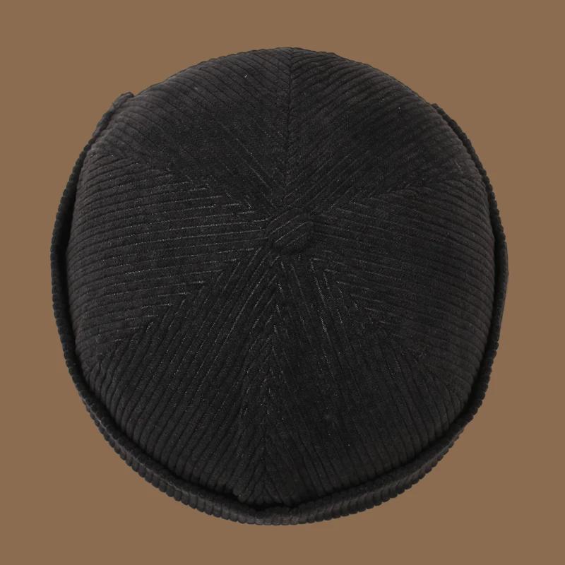 Chapeau décontracté sans bords en velours côtelé d'automne et d'hiver, chapeau yuppie personnalisé,