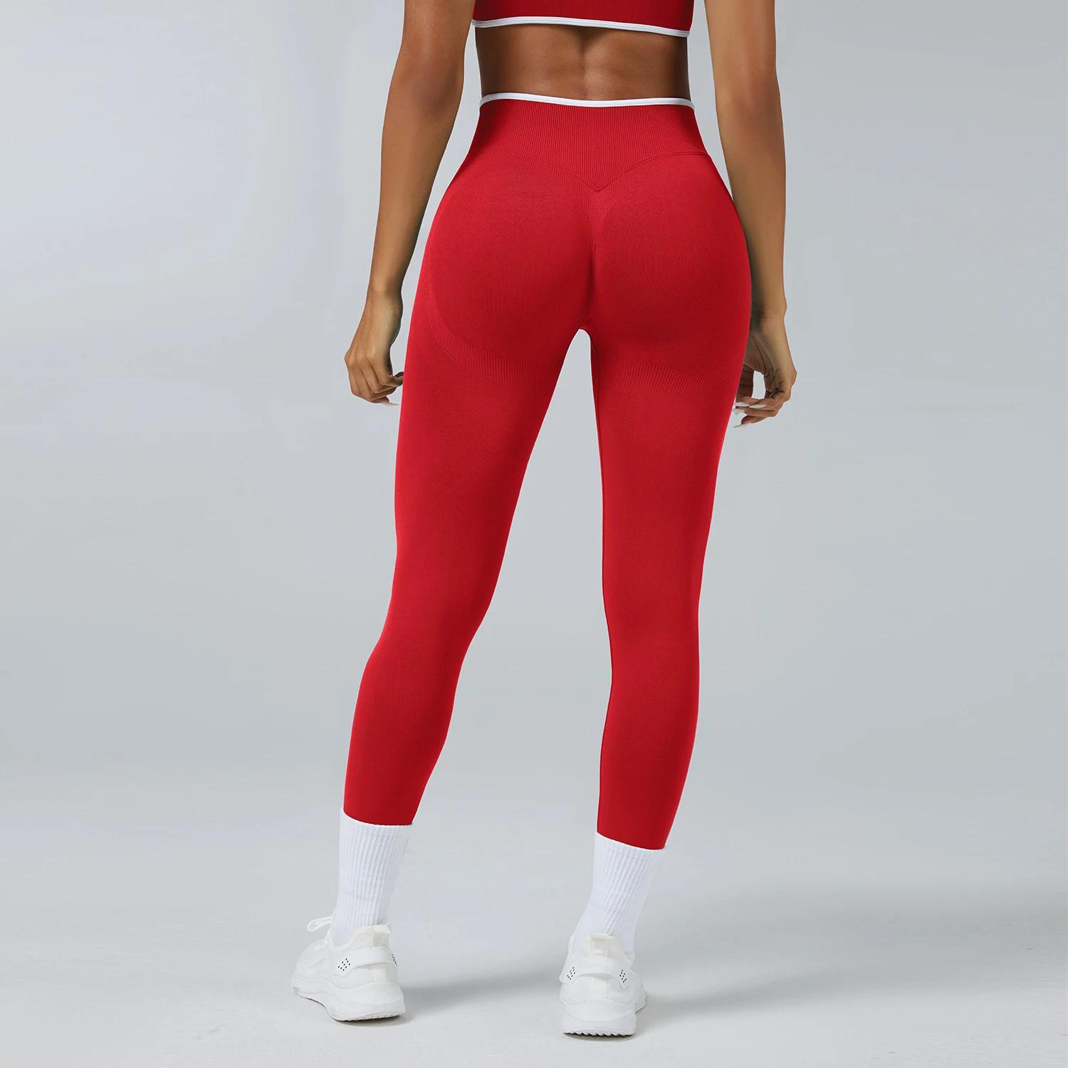 Leggings de Fitness pour femmes, taille haute, pantalons de Yoga sans couture, froissés, butin, pêch