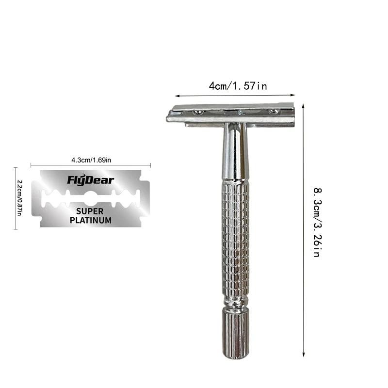 Rasoir à double face en acier inoxydable pour homme, lame tranchante, tondeuse à l'ancienne, adapté