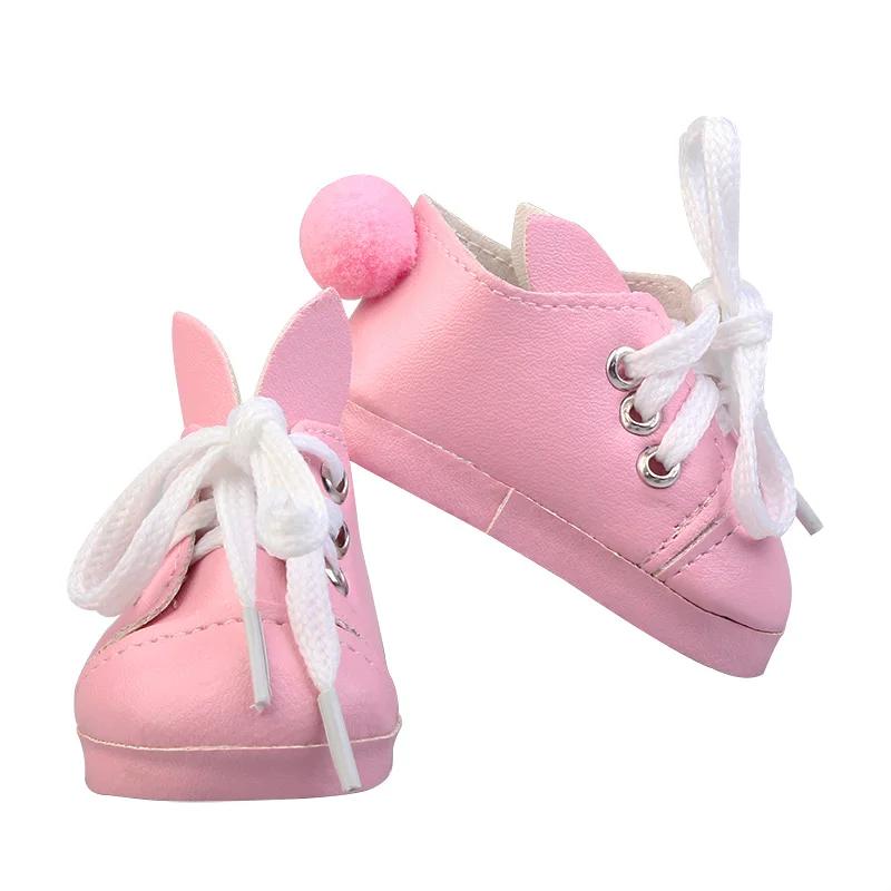 Chaussures en cuir PU lapin beurre pour 18 amaran, baskets à lacets, bébé nouveau-né et fille, brico