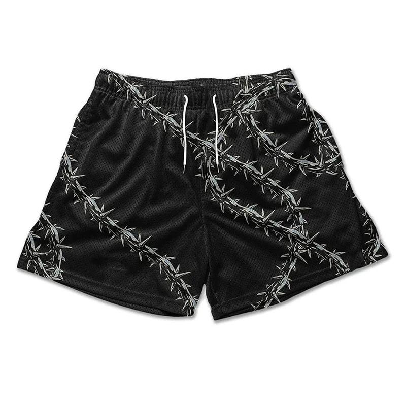 Y2K – short de sport imprimé croix d'ange chrétien pour hommes, survêtement actif avec poches, entra