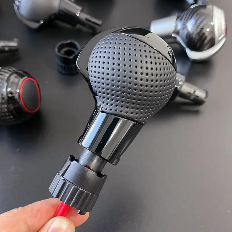 1 pièces en cuir avec trou avec cadre rouge modèle S logo pommeau de levier de vitesse boule avec co