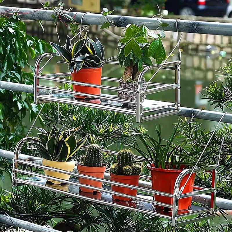 Support de fleurs en acier inoxydable pour balcon, jardinière suspendue d'extérieur, étagère, Rail d
