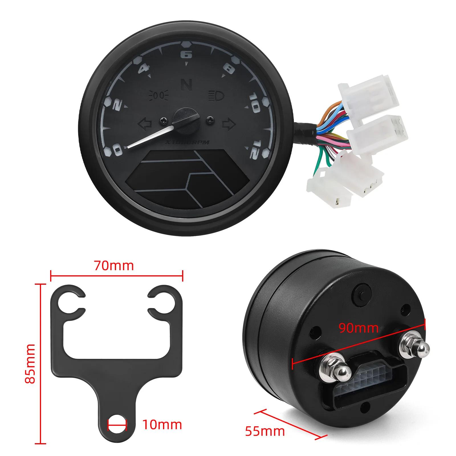 AD nouveau moto universelle 12000RMP LCD compteur de vitesse odomètre tachymètre 1-4 cylindres moto