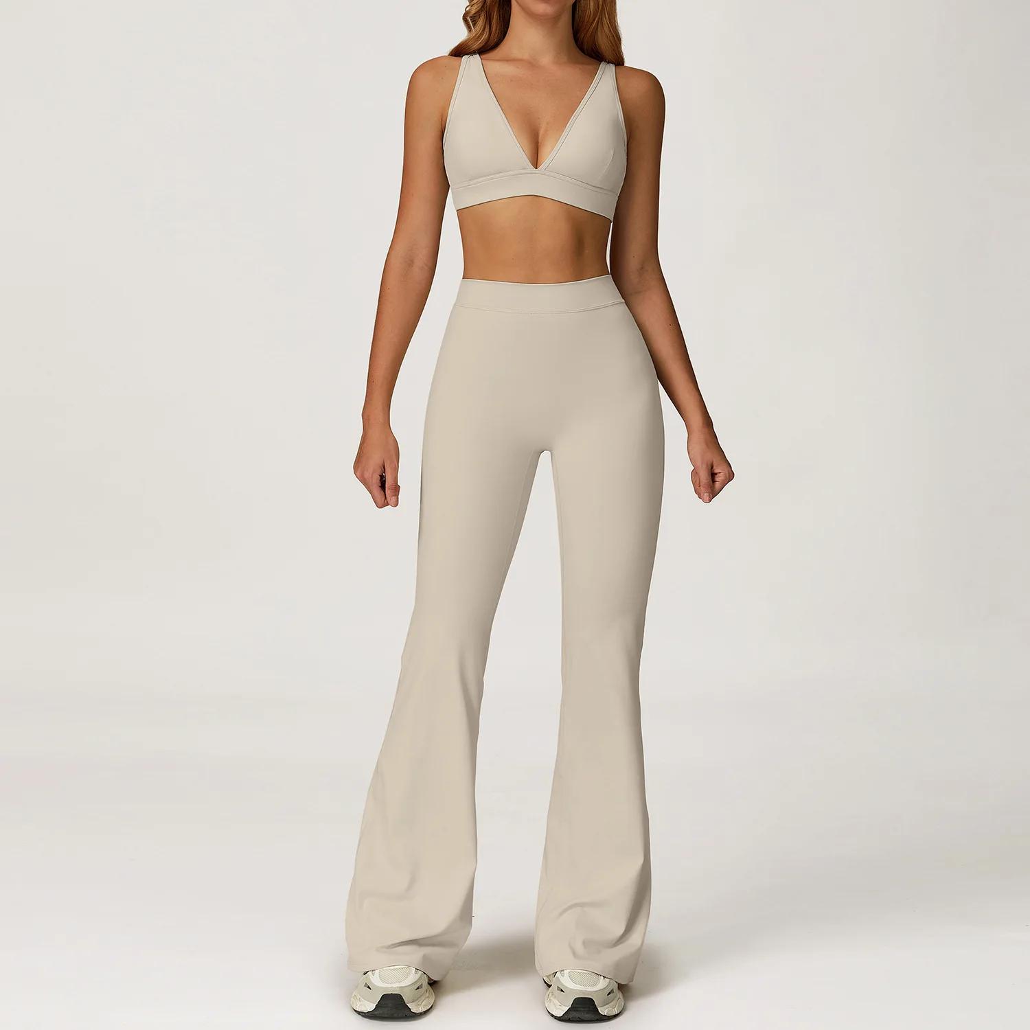 Ensemble de yoga 2 pièces pour femme, tenue de fitness Pilates, vêtements de sport, survêtement de g