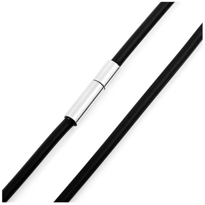 Collier en ULde peau pour homme, collier en alliage, noir, argent, largeur 2mm, longueur 51cm