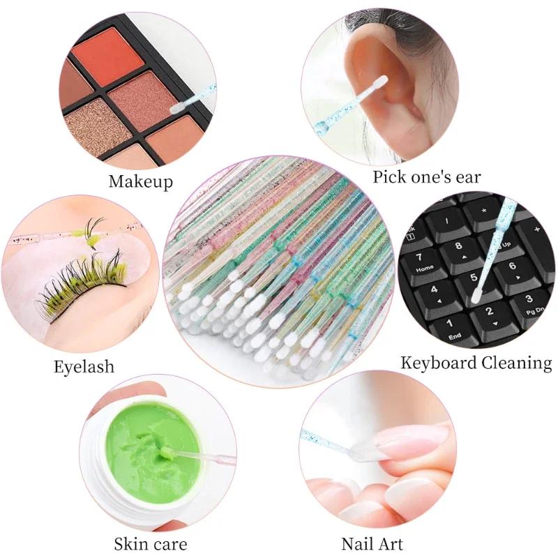Lot de 200 brosses à cils en coton vepline, outil spécial pour le retrait des extensions