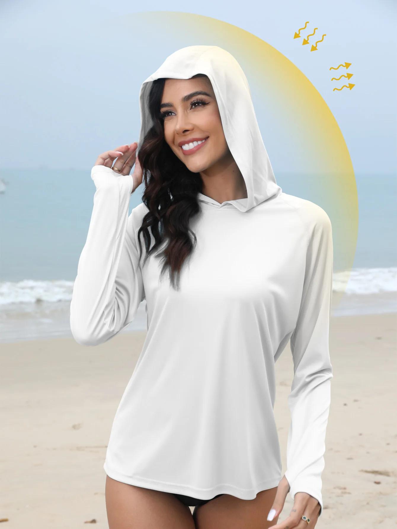 Femme sun protection sweat à capuche t-shirt manches longues