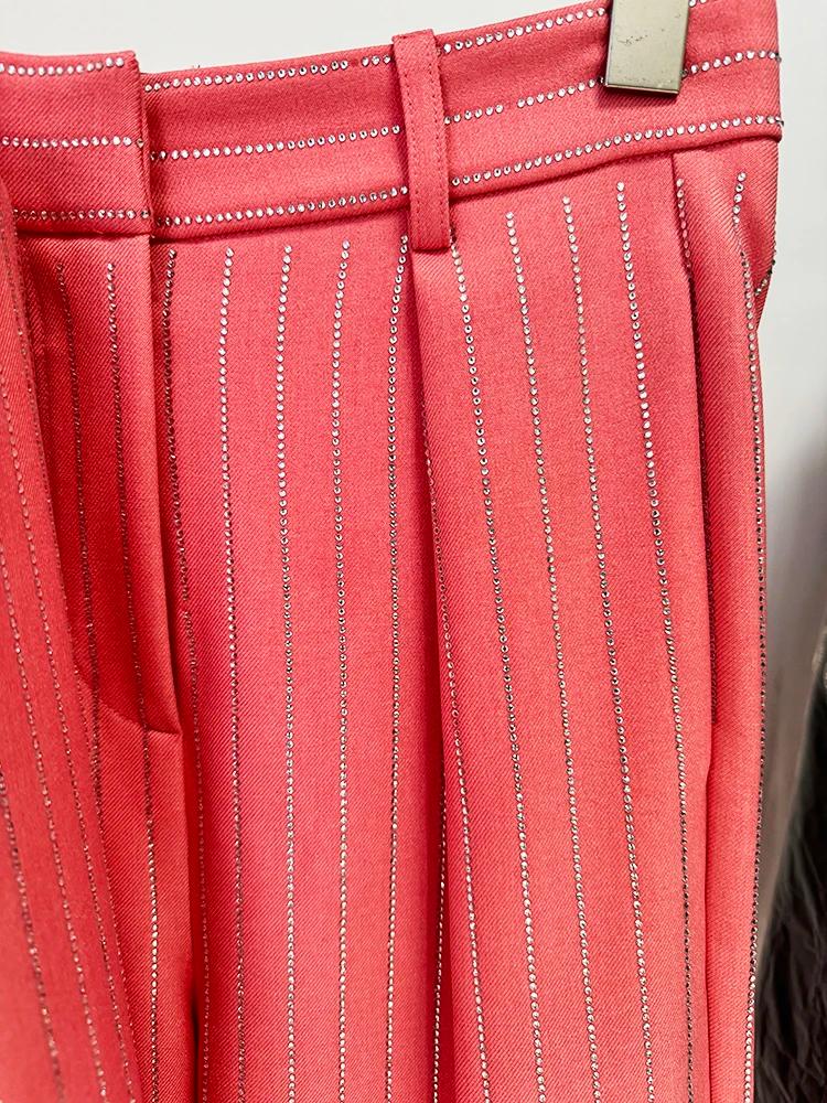 Ensemble de costume de créateur HIGH STREET, nouveauté 2026, pour femme, blazer à un bouton, rayures