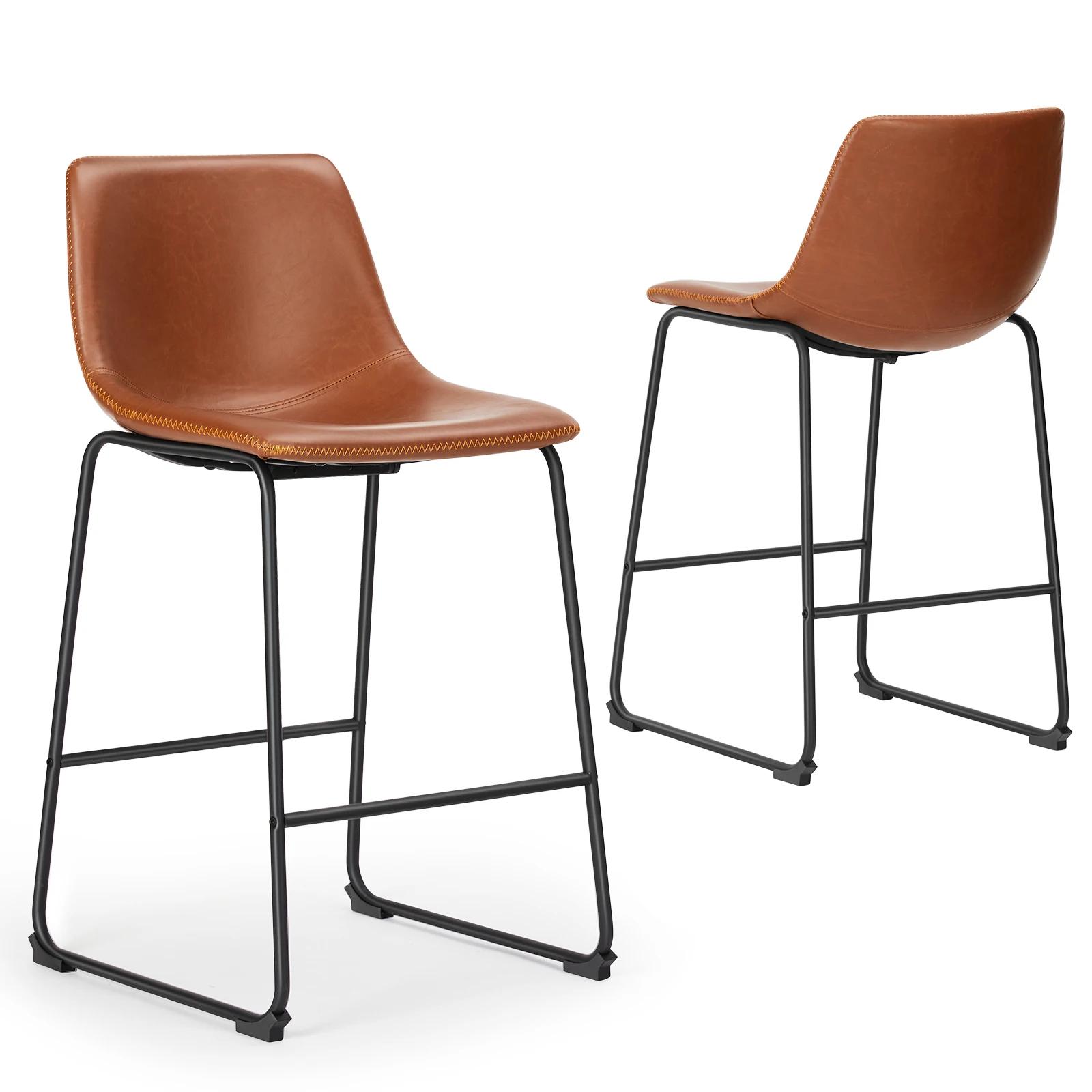 JIAN-Ensemble de 2 tabourets de bar en cuir Pu, pour salle à manger, cuisine haute, confortable, cou