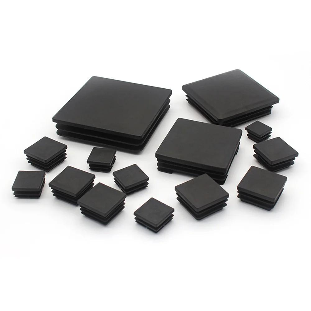 Embouts d'obturation carrés en plastique noir pour meubles, tube de jambe, inserts de tuyaux, boucho
