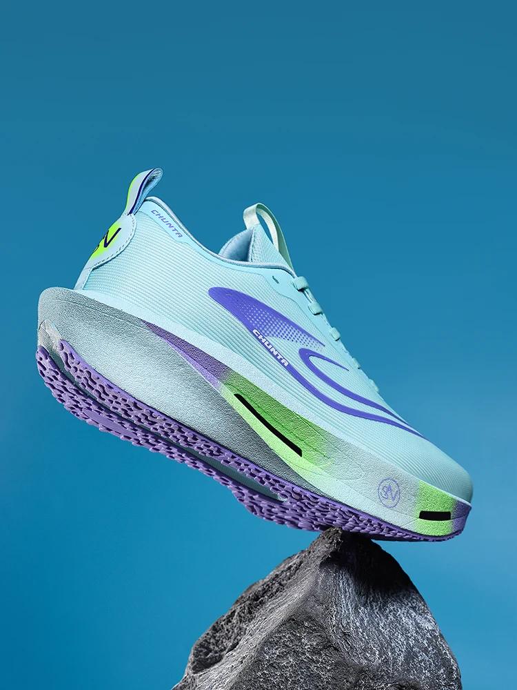 Chaussures de course sportives en plaque de carbone Marathon Hommes Respirantes Légères Femmes Confo