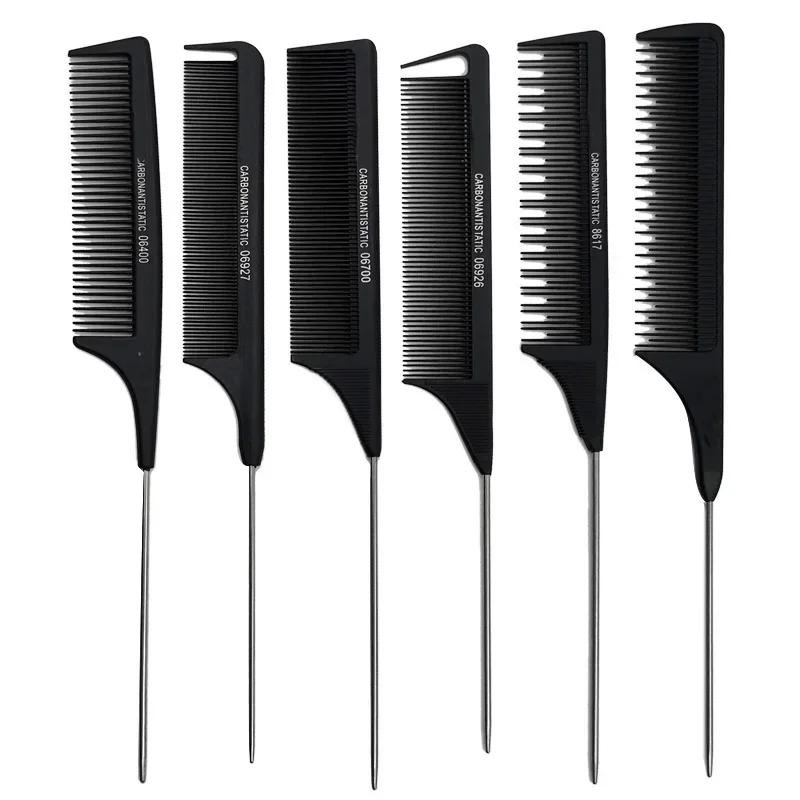 Peignes professionnels pour queue de cheveux, en acier inoxydable, pour coupe de Salon, outils de so