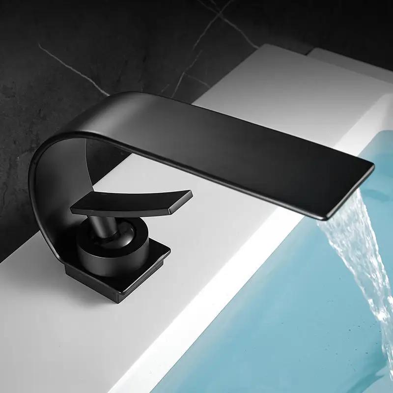 BAKALA courbe robinet d'eau chaude et froide à poignée unique, cascade d'eau, robinet d'évier de sal