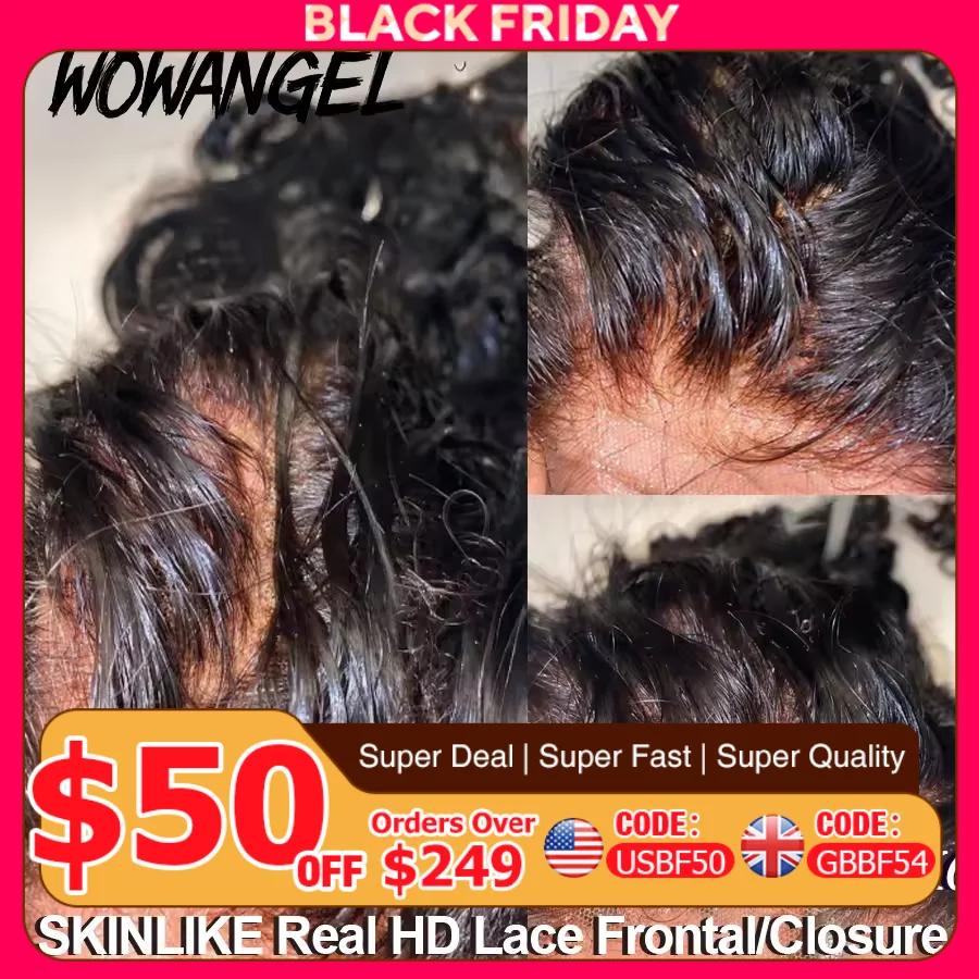 WOWANGEL – Lace Frontal HD, cheveux lisses, 13x6, 13x4, 7x7, 6x6, 5x5, 100% Real HD Closure uniquem