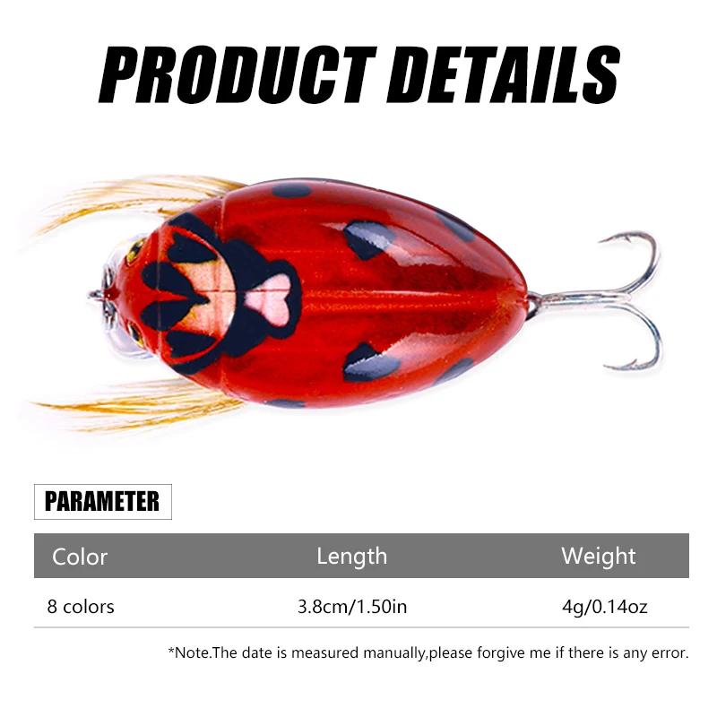 HENGJIA 1 pièces 3.8 cm 4g coccinelle artificielle appât de pêche cigale coccinelle insectes Wobbler