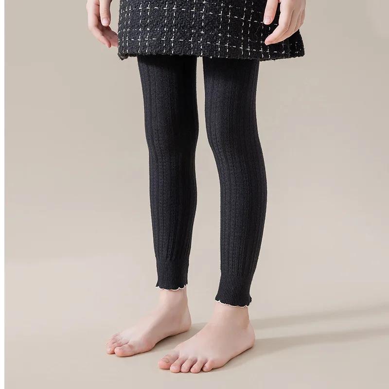 Leggings moulants extensibles en coton pour bébés filles de 0 à 12 ans, pantalons côtelés à volants
