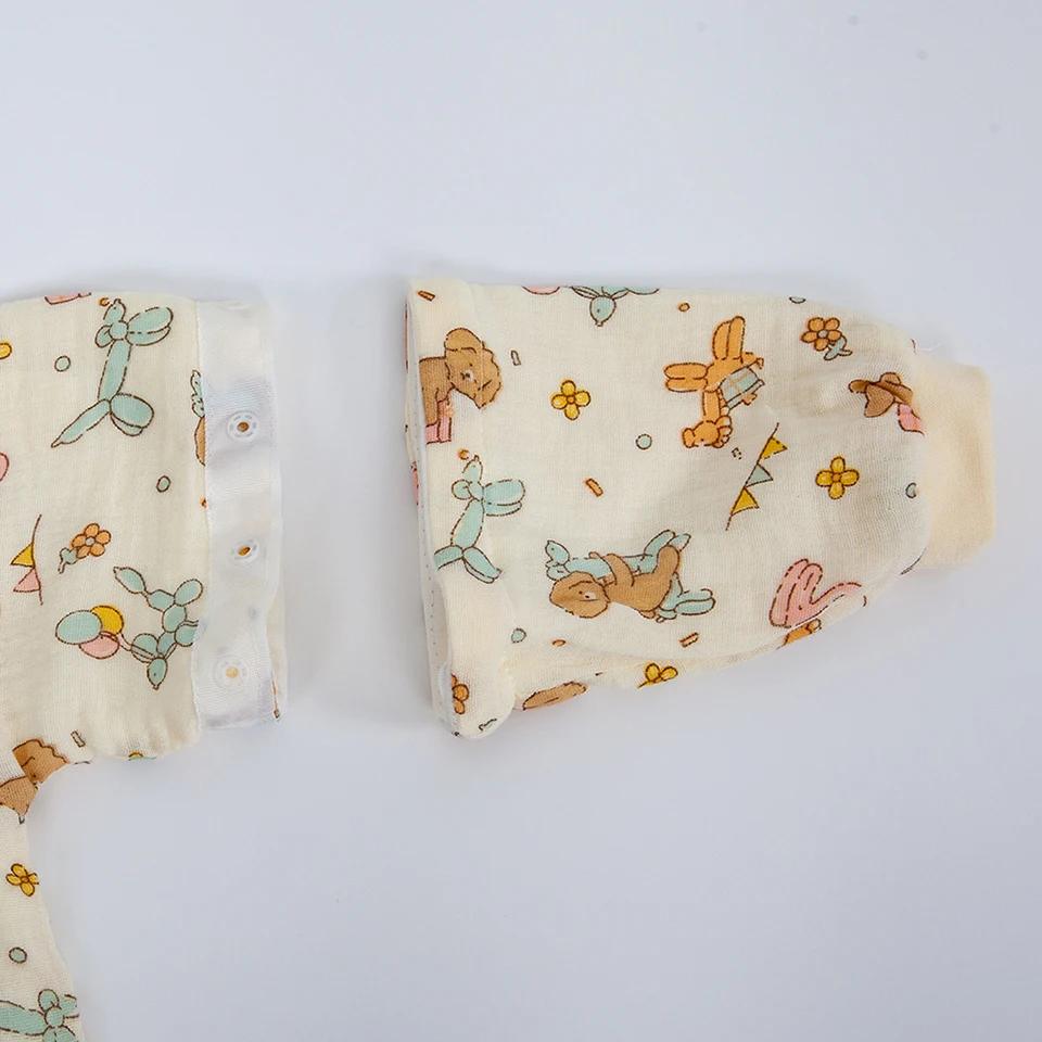 Sac de couchage pour bébé, manches amovibles, gaze fine et respirante en coton, conception à fermetu