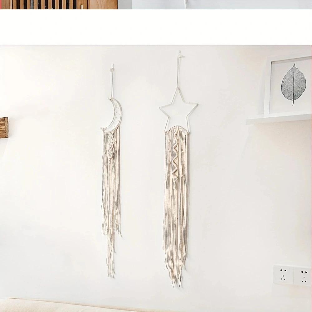 Pendentif tissé étoile et lune, décoration d'intérieur, pendentif de chambre à coucher, cadeau de va