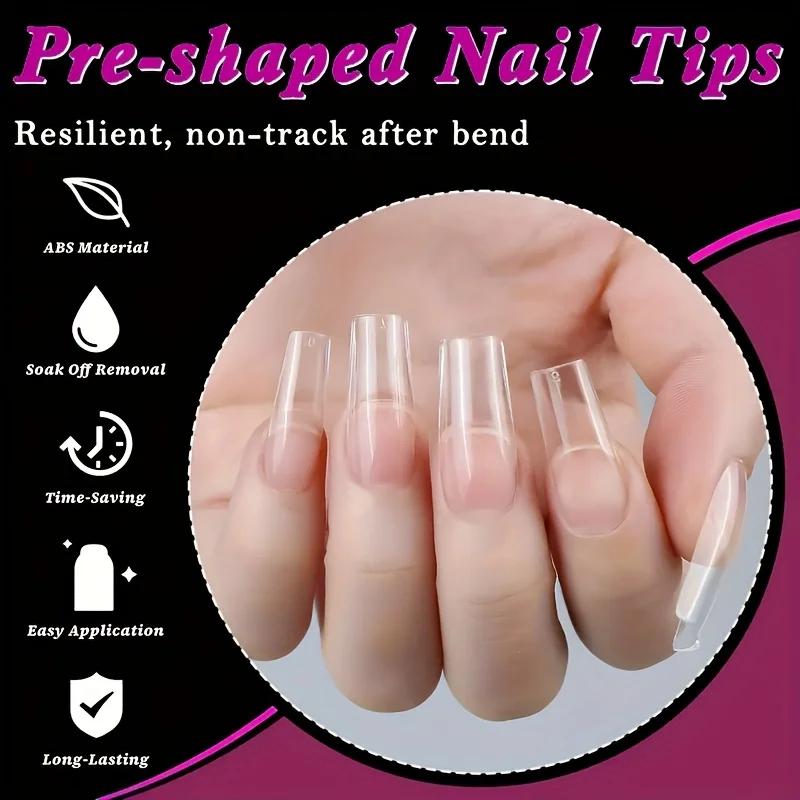240/330 pièces pointes d'ongles demi-mates, carrés 15 tailles faux ongles transparents couverture co