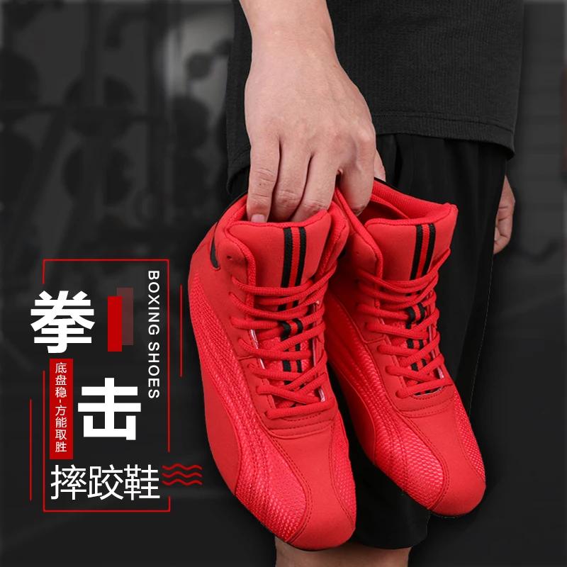 Bottes de lutte respirantes coordonnantes pour hommes et femmes, chaussures de boxe professionnelles