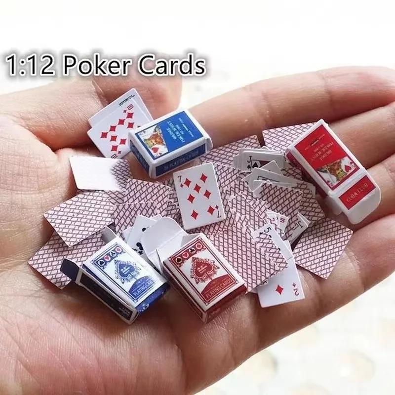 108 feuilles Mini mignon 1:12 maison de poupée Miniatures Poker décoration de la maison cartes jeu p