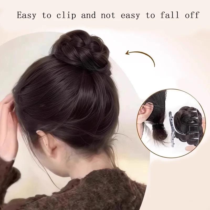 Perruque chignon tressé synthétique pour femme avec pince à cheveux, accessoires capillaires