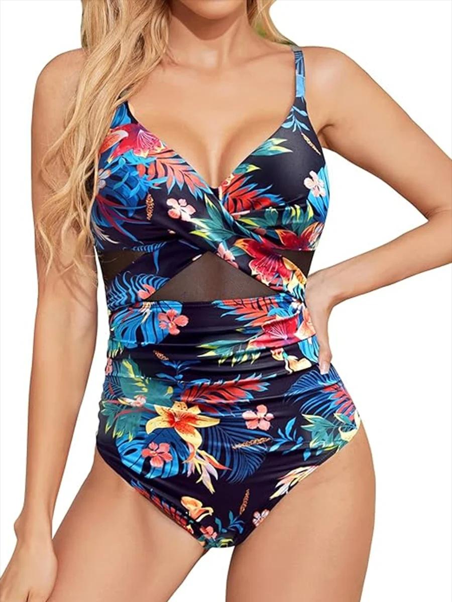 Maillot de bain vintage 2026 femme bretelles - Une pièce maille unie - Natation plage taille XXL