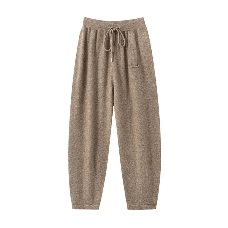 2025 automne hiver femmes 100% cachemire pantalons longs doux confortable taille haute tricoté panta