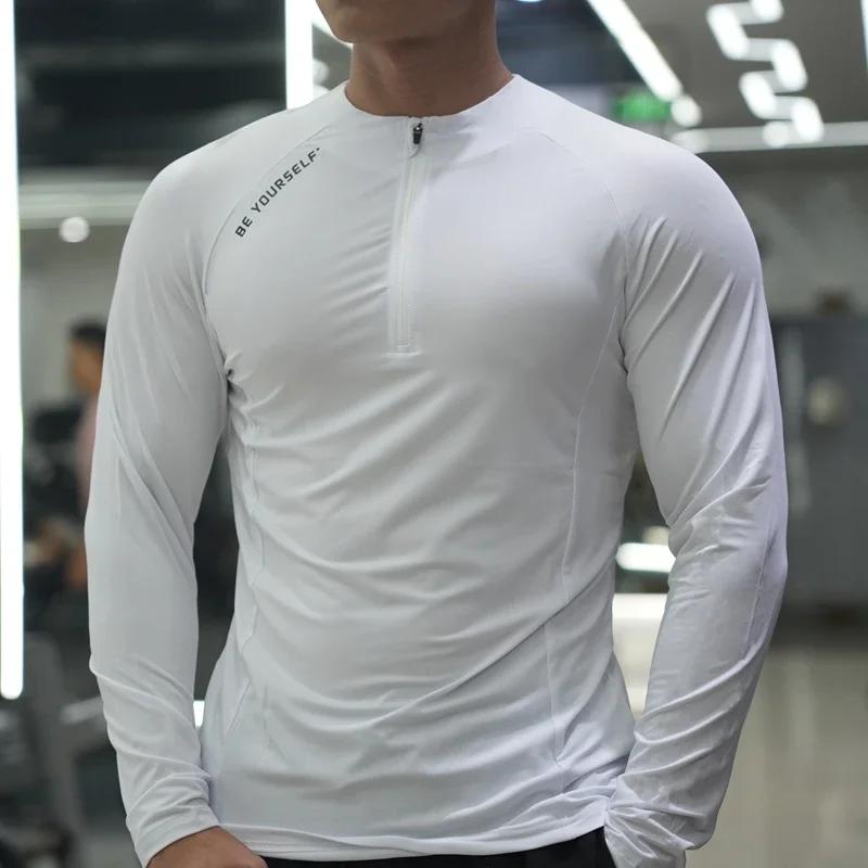 T-shirt de sport de compression à manches longues pour hommes, t-shirt de course, sweat-shirt de jog