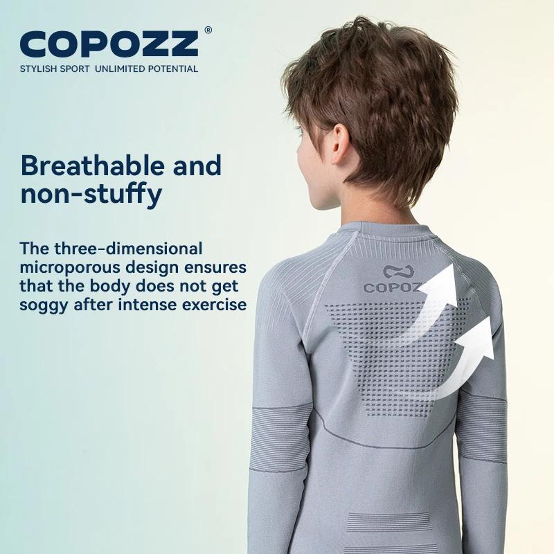 COPOZZ-Ensemble de sous-vêtements thermiques chauds et respirants pour garçon et fille, caleçons de