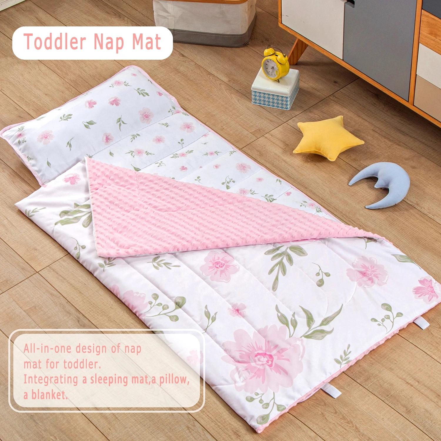 Tapis de couchage en polymères personnalisés pour la sieste des tout-petits avec oreiller, literie C