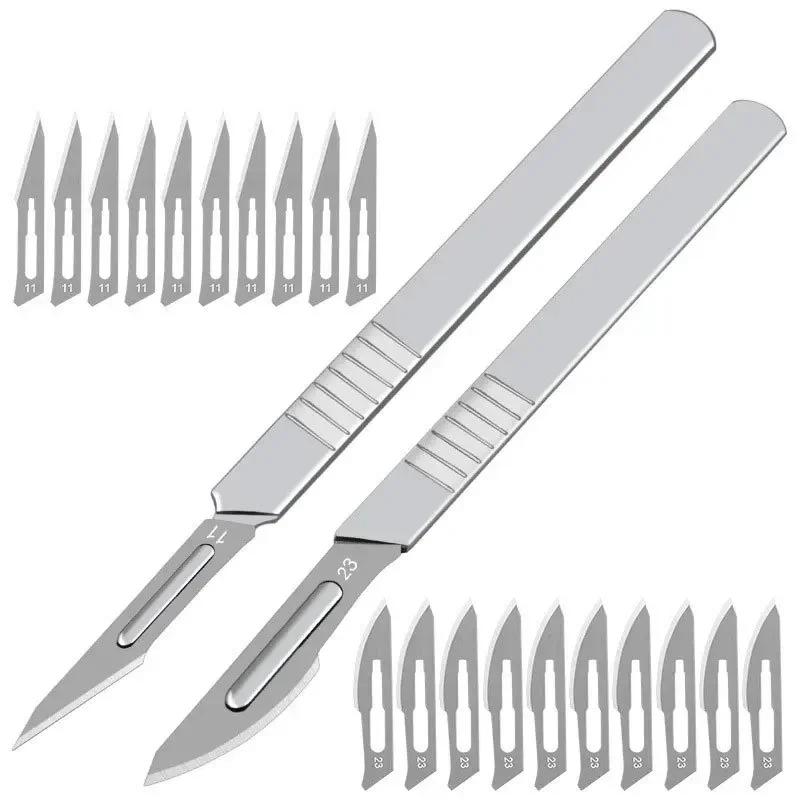 Scalpel métallique en acier au carbone, 11 #23 #, manche sphérique, bricolage, réparation de coupe,