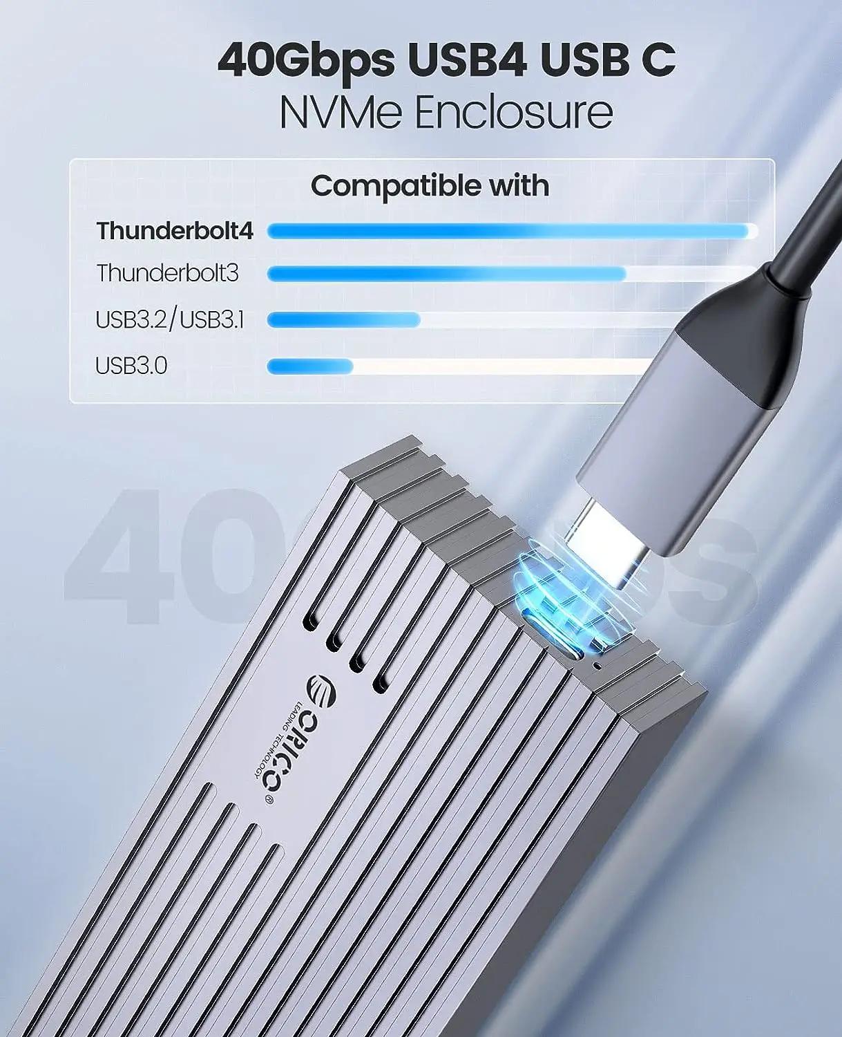 ORICO-Boîtier externe SSD NVMe M.2, USB 4, 40Gbps, PCIe 3.0x4, 20Gbps, 10Gbps, compatible avec Thund