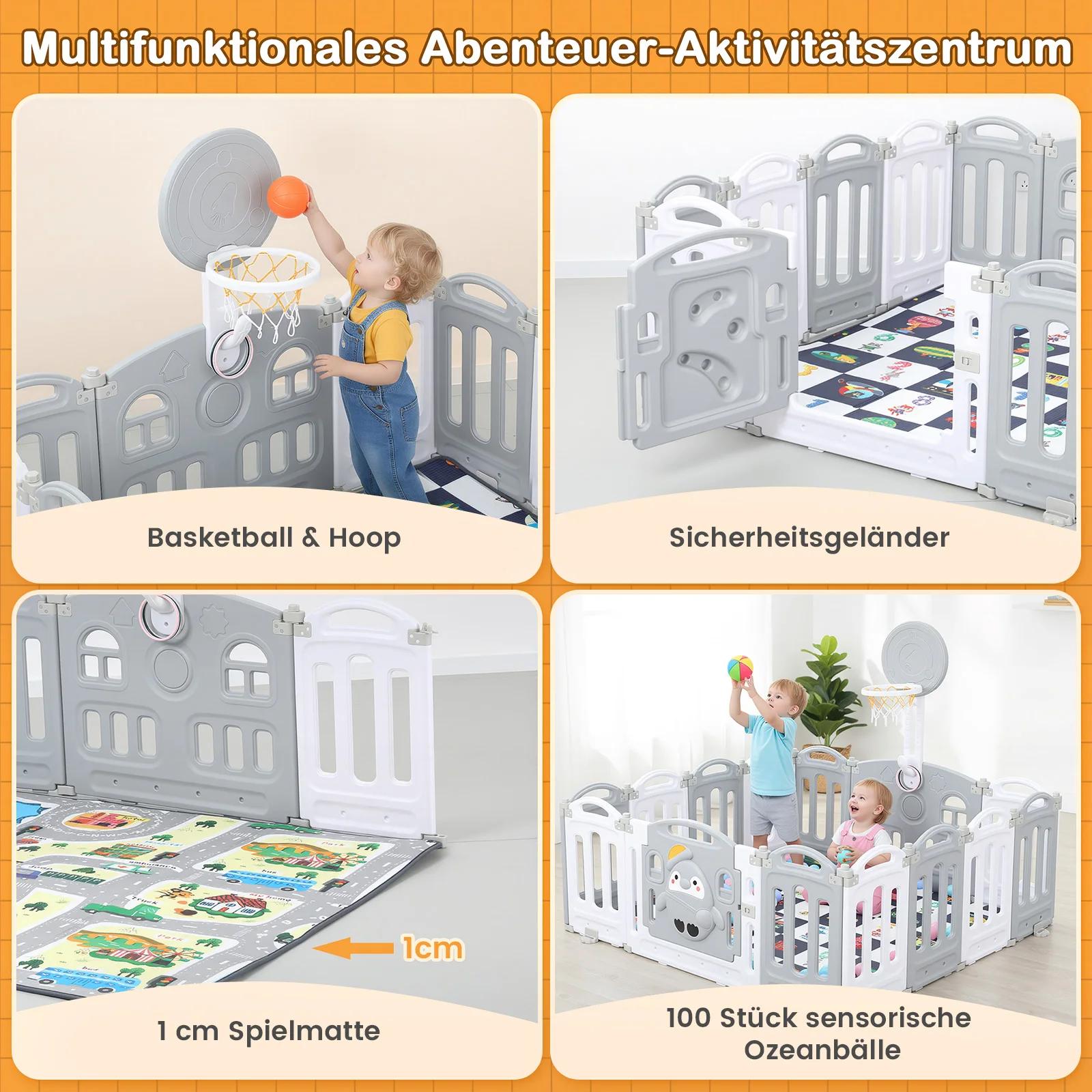 Parc pliable Centre d'activité pour bébé 150x150 Parc pliable Grande grille de marche avec élément d