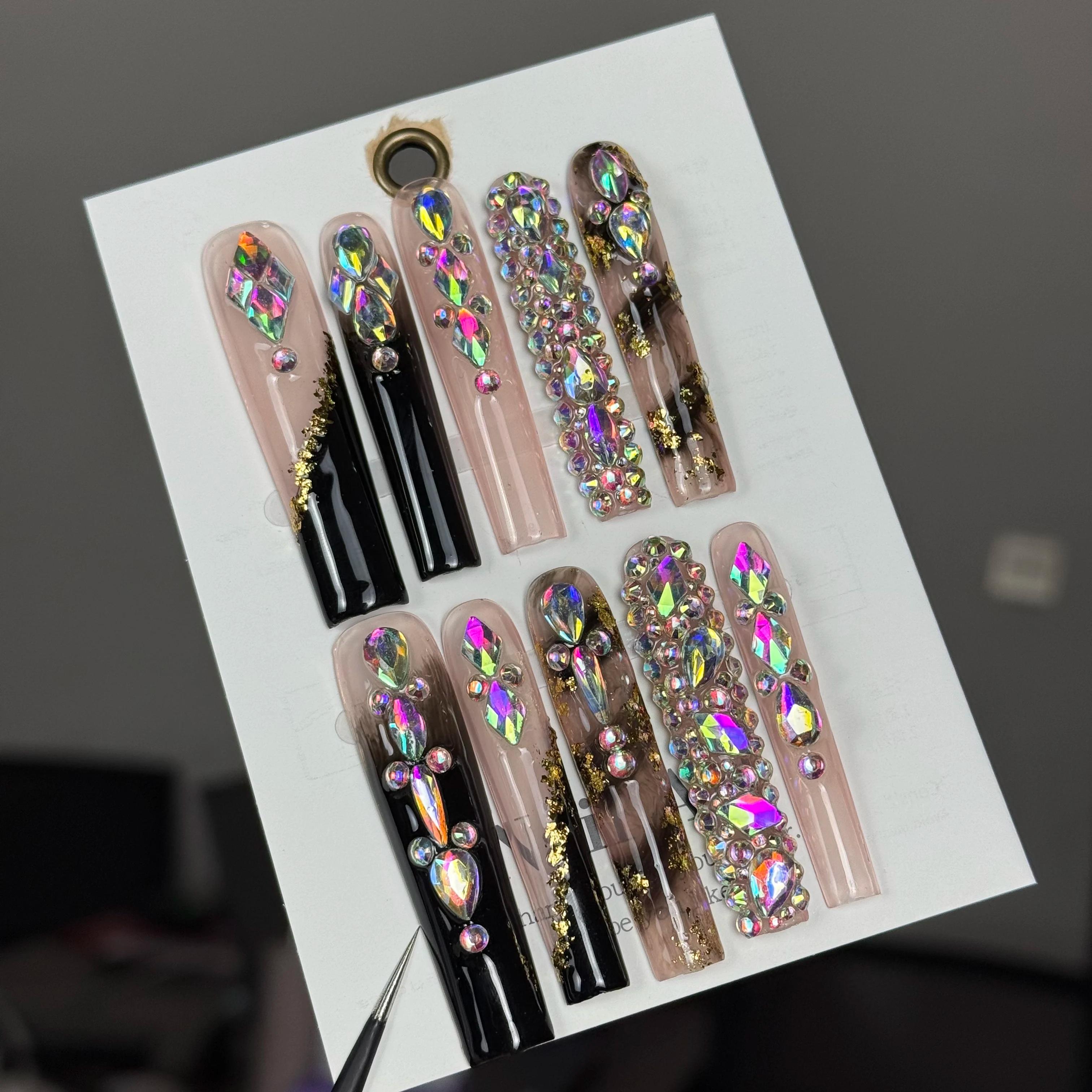 10 pièces style Punk haut de gamme, diamants carrés tridimensionnels peints à la main, diamants à po