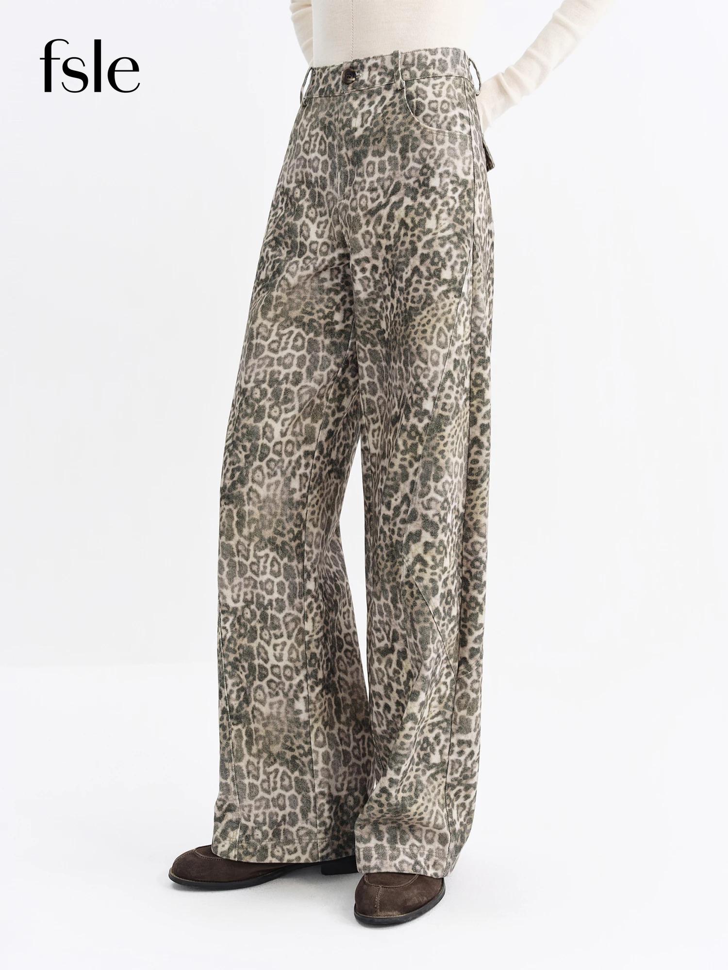FSLE Nouveautés Jeans évasés pour femmes, imprimé léopard rétro, pantalon bootcut, style vintage Y2K