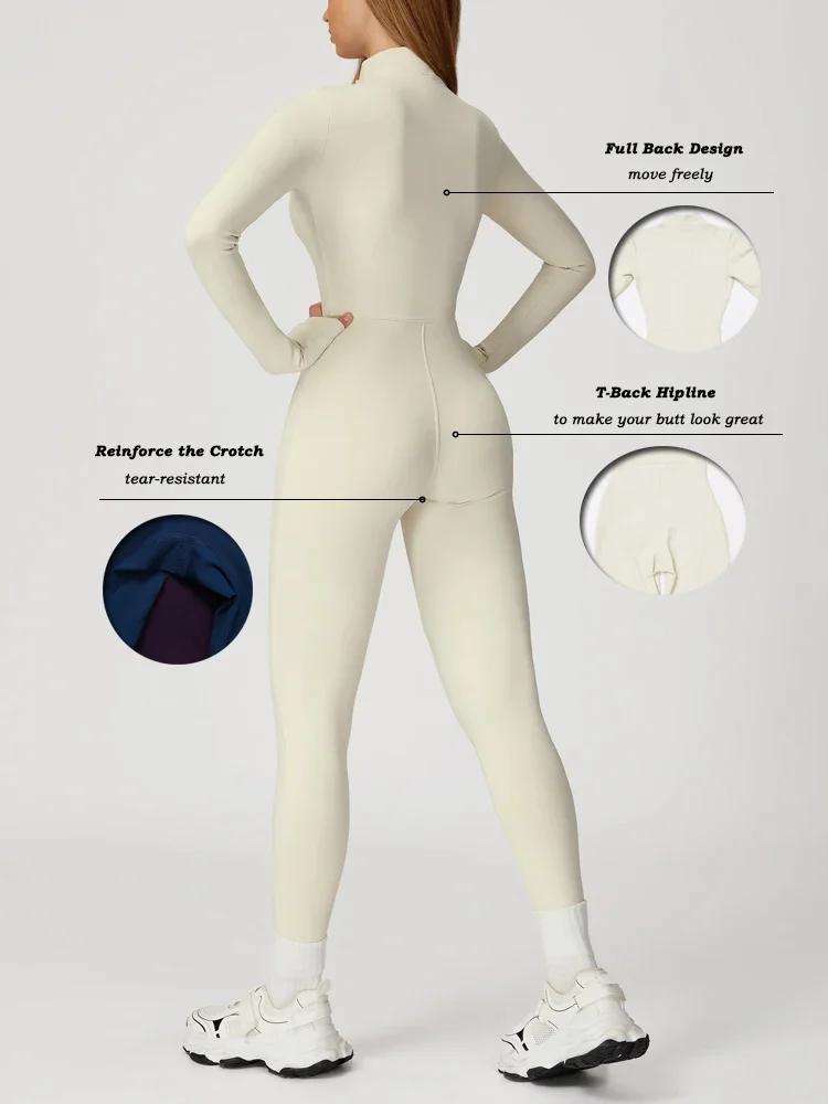 Combinaison de sport pour femme VITALINOVO, doublée polaire, à manches longues, zippée, pour yoga, c