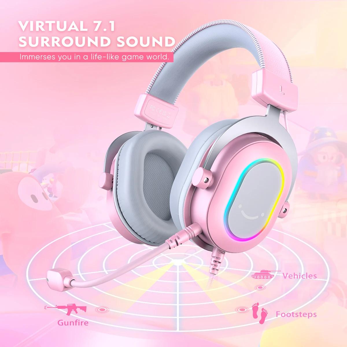 FIFINE – casque de jeu avec son Surround RGB/7.1, contrôle du micro/ligne, casque supra-auriculaire