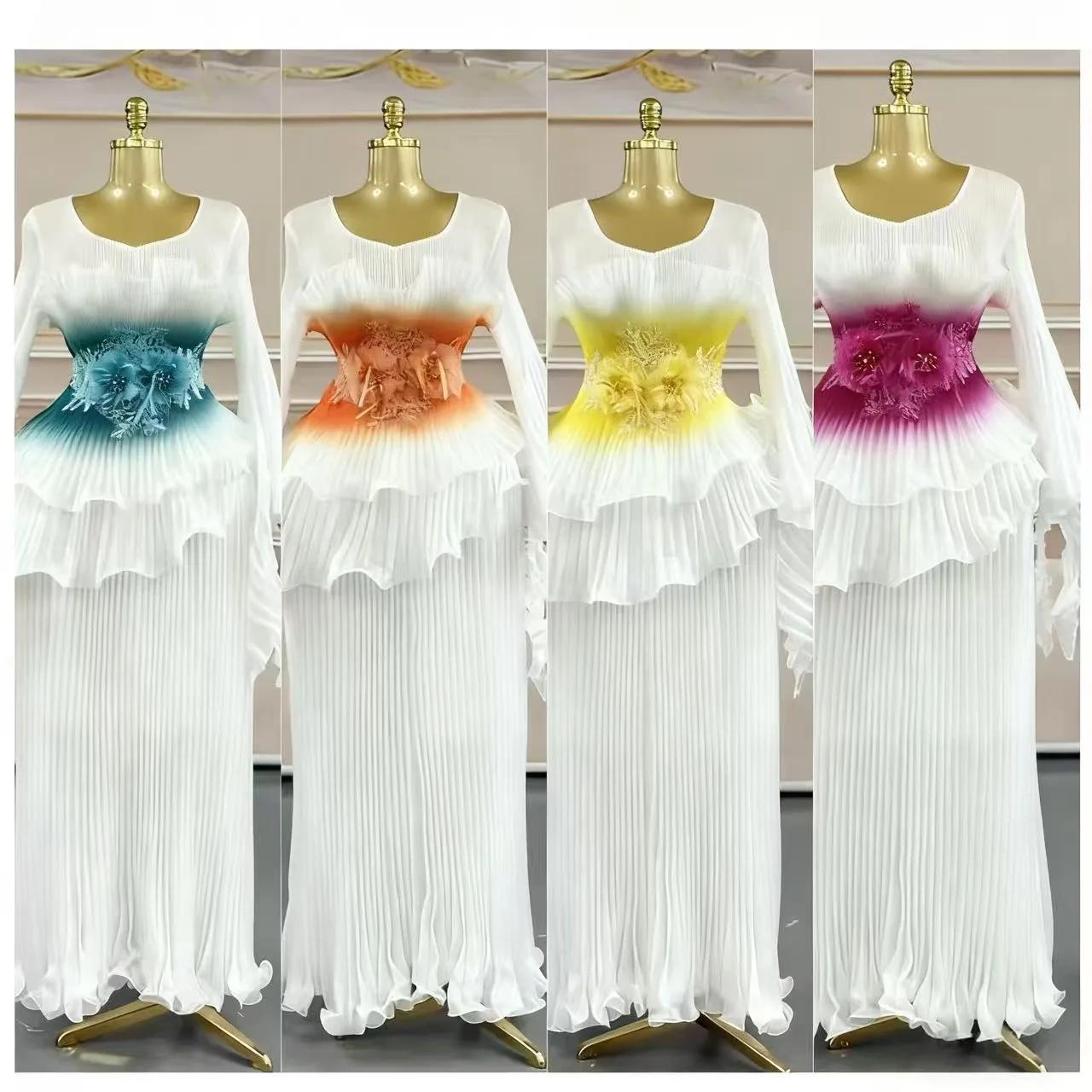 Miyake plissé Organza nouveau changement progressif soleil plissé épissage irrégulier grande taille