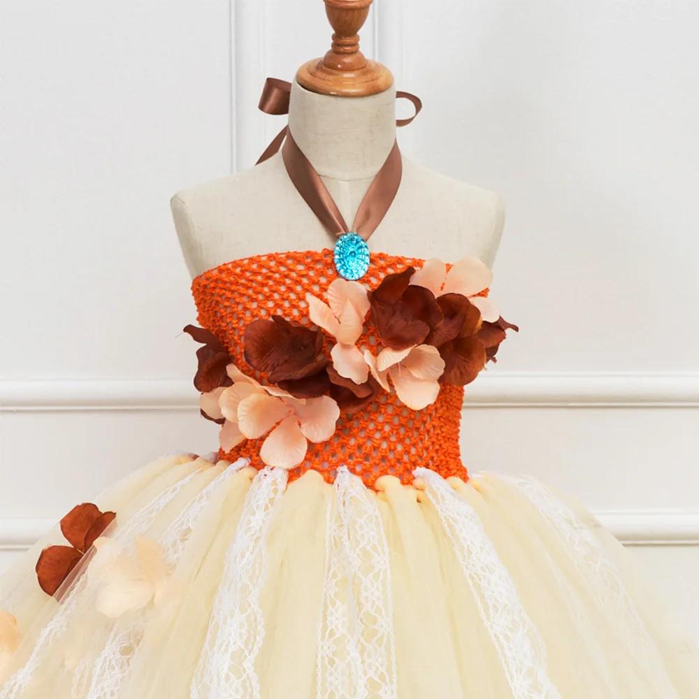 Robe princesse Moana pour filles, vêtements d'halloween, thème fête d'anniversaire, Tutu en Tulle, t