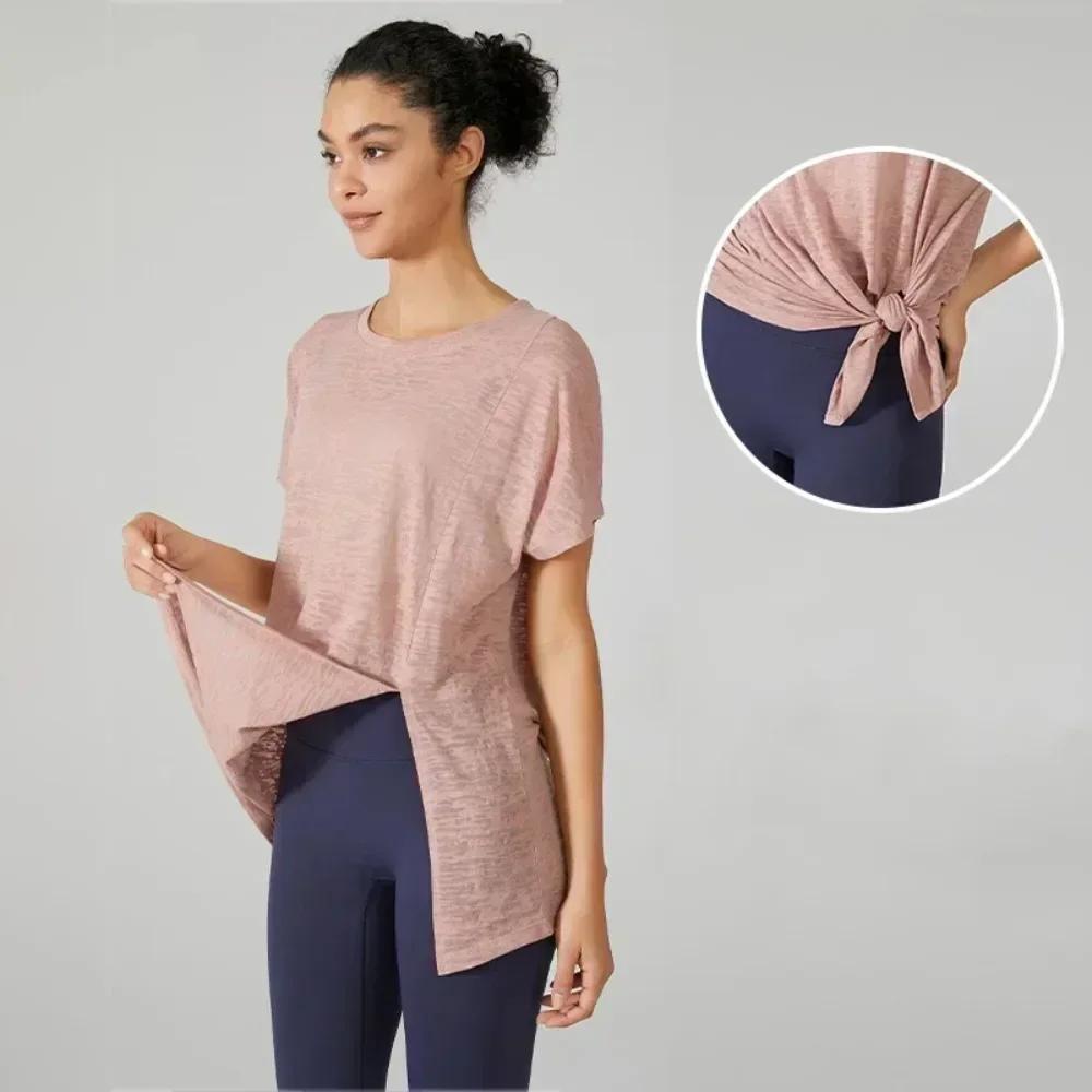 T-shirt de sport fitness manches courtes pour yoga féminin - léger et respirant pour l'entraînement