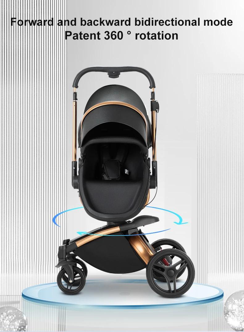 Poussette bébé 3 en 1 pour landau, accessoires pour nouveau-né, poussette de bébé de luxe de paysage