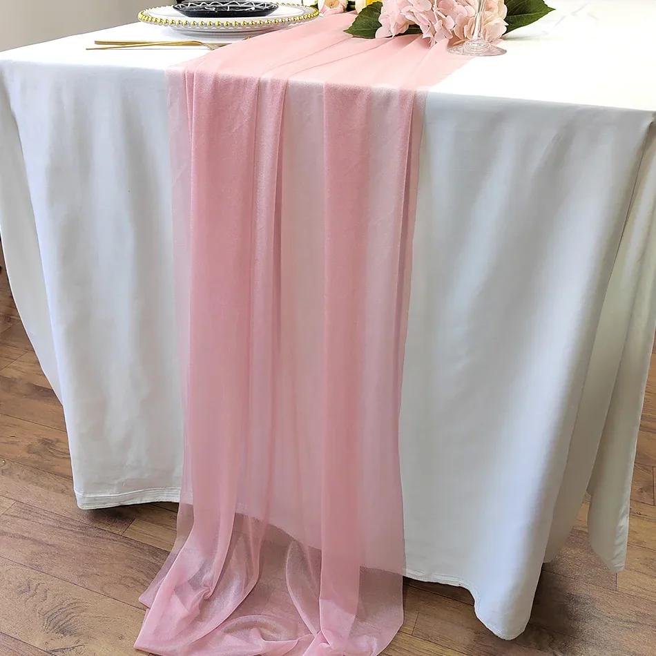 Chemin de Table en mousseline de soie, tissu transparent en soie pour Boho, superposition d'arc de m