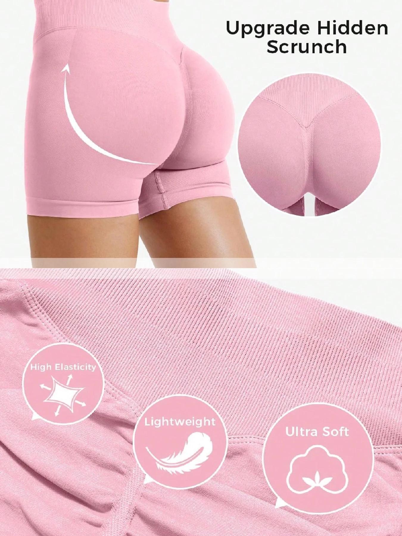 Short de yoga fitness haute élasticité pour le levage des hanches avec des hanches pêche et aucune l