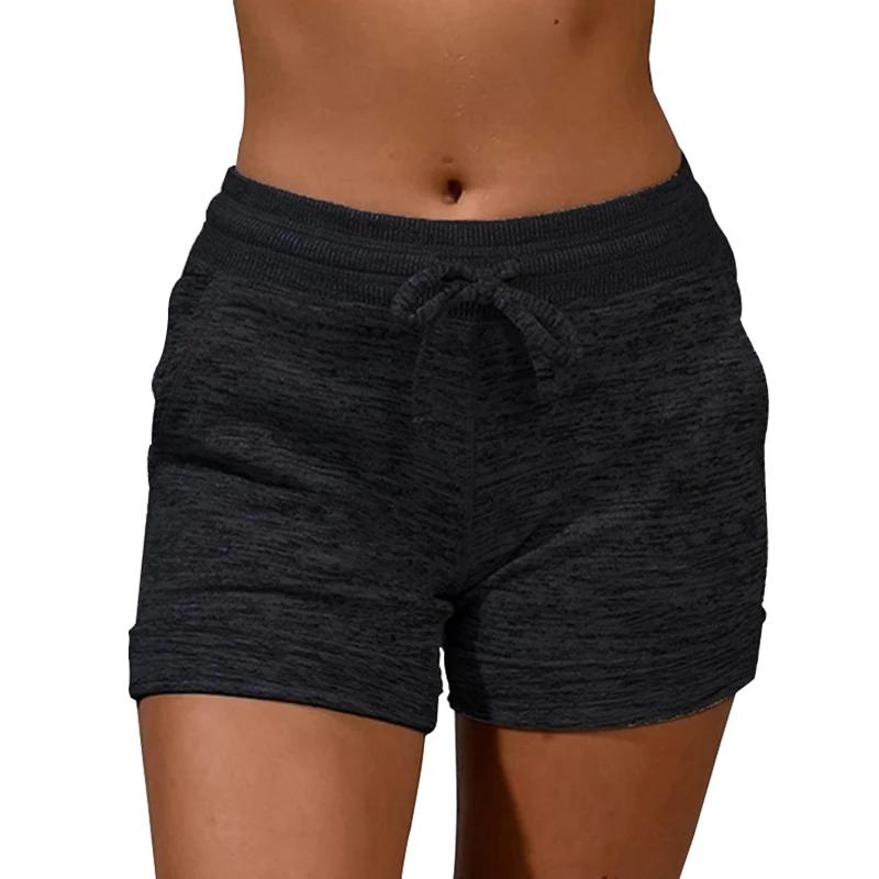 Short à taille élastiquée pour femme, pantalon de survêtement monochrome, pantalon de yoga, pantalon