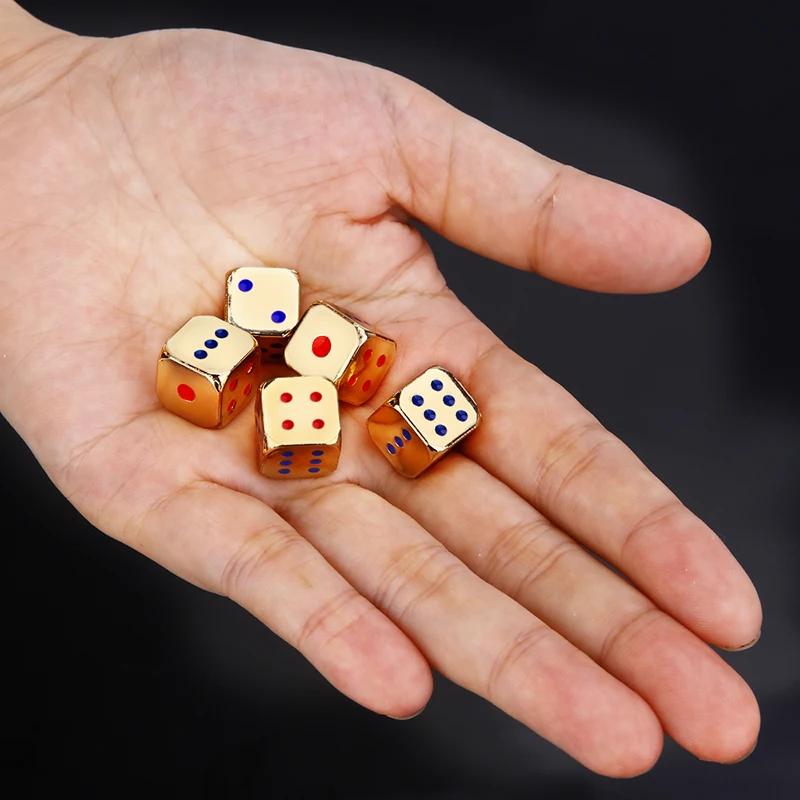 Dés en métal créatifs dorés/argentés, dés de jeu amusants avec points colorés, accessoires de jeu de