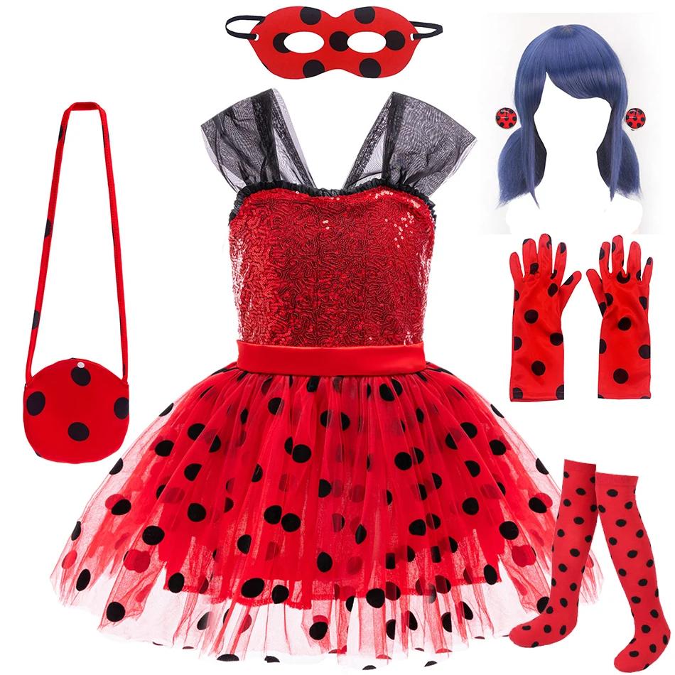 Costume de Cosplay coccinelle pour enfants, tenue d'halloween Marinette, fête fantaisie de noël pour