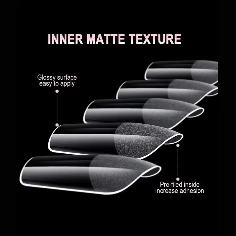 600 Couverture complète demi-givré faux ongles conseils carré français faux tremper Gel ongles Exten