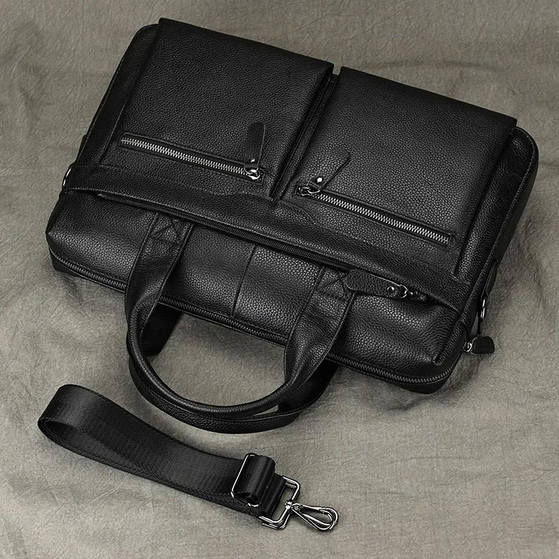 Luufan-Sac à main en cuir véritable pour homme, sac à bandoulière, sac à main pour ordinateur portab